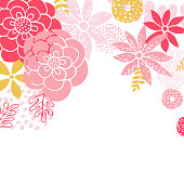 istock Floral background with hand drawn flowers. 1209530616