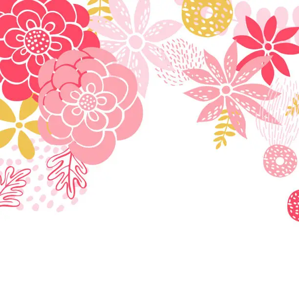 Vector illustration of Floral background with hand drawn flowers.