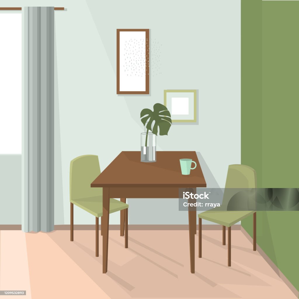 Dining Room Interior Vector Illustration Stock Illustration - Download ...