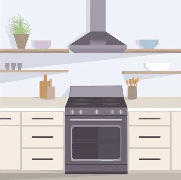 Vector illustration of Modern kitchen interior.