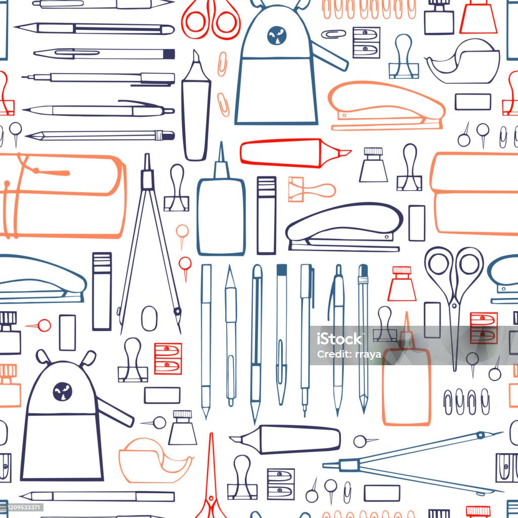 Stationery Vector Pattern Stationery Vector Pattern Stock Illustration - Download Image Now ...