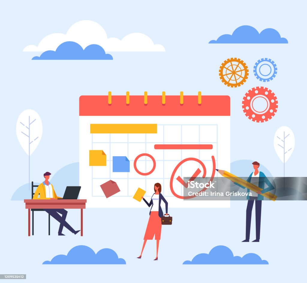 Process Scheduling Graphic Online Schedule Planner Work Process Concept Vector Flat Graphic Design ...
