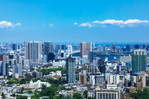 Take a photo of the cityscape of Odaiba from the lounge