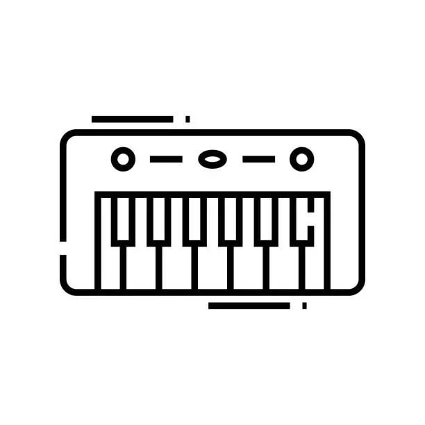 Vector illustration of Musical keyboard line icon, concept sign, outline vector illustration, linear symbol