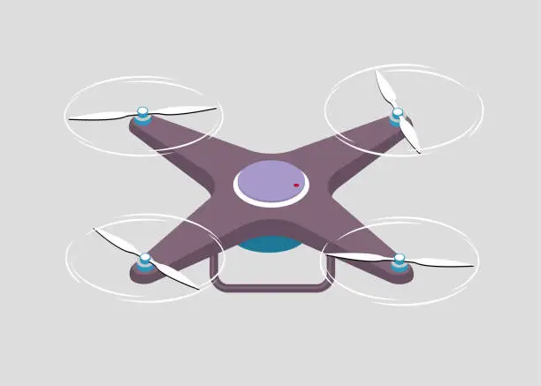 Vector illustration of Vector drawn drone. The background is gray.