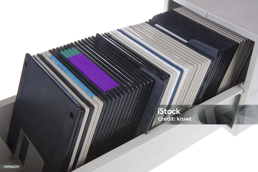 Computer Disc Box Several Computer Diskettes In A Storage Box Isolated On White Stock ...