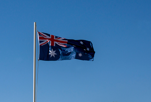 Brand new flag for ANZAC Day, Hawker, South Australia, Australia