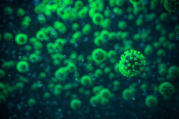 invasione verde del coronavirus - pathogen foto e immagini stock