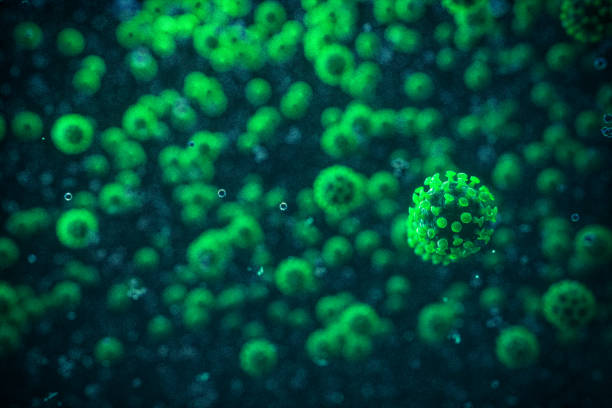 green coronavirus invasion - pathogen imagens e fotografias de stock