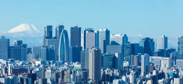 Fuji and Shinjuku urban scenery shot from the lounge