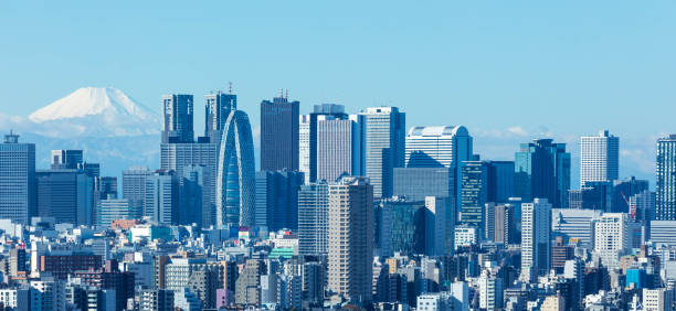 fuji and shinjuku cityscape from the lounge３ - mor imagens e fotografias de stock