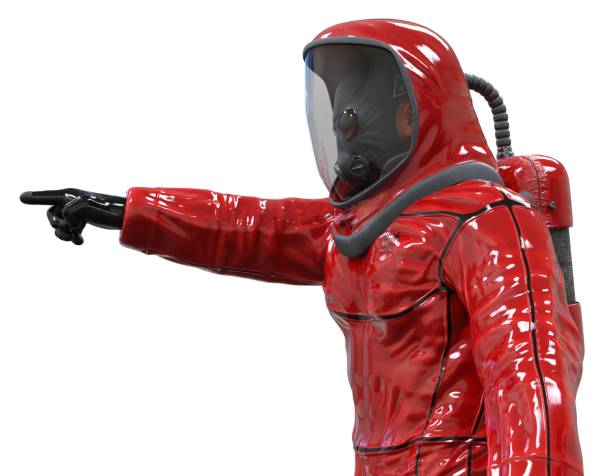 istock Man in a biohazard suit isolated on white 3d illustration 1209590602