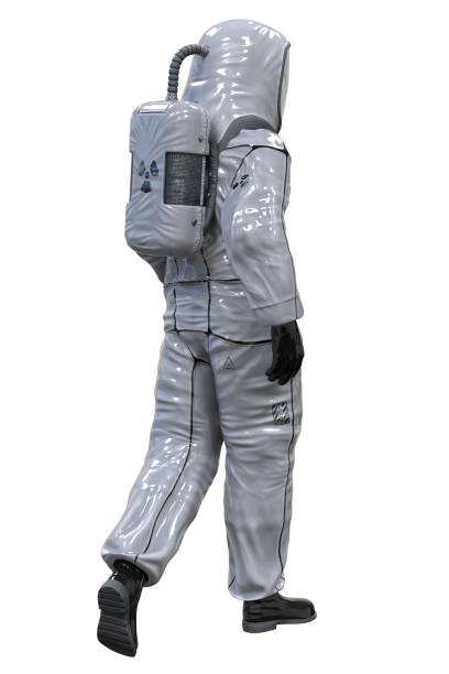 istock Man in a biohazard suit isolated on white 3d illustration 1209590603