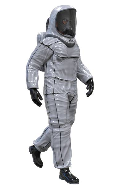 istock Man in a biohazard suit isolated on white 3d illustration 1209590615