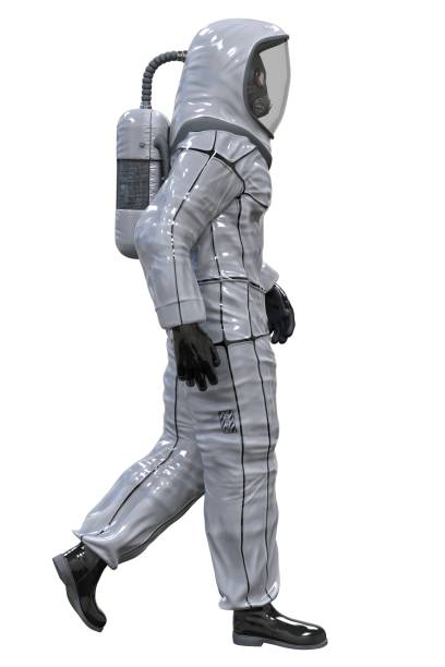 istock Man in a biohazard suit isolated on white 3d illustration 1209590616