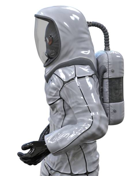 istock Man in a biohazard suit isolated on white 3d illustration 1209590625