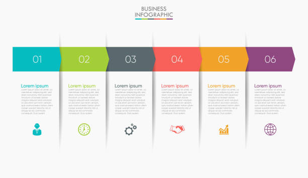 Business data visualization. timeline infographic icons designed for abstract background template Business data visualization. timeline infographic icons designed for abstract background template milestone element modern diagram process technology digital marketing data presentation chart Vector infographics timeline stock illustrations