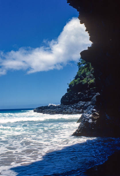 NNa Pali Coast State Park - Wide View From Sea Cave Vertical - 1984