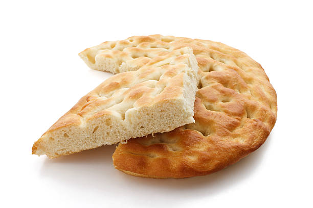 Focaccia sliced stock photo