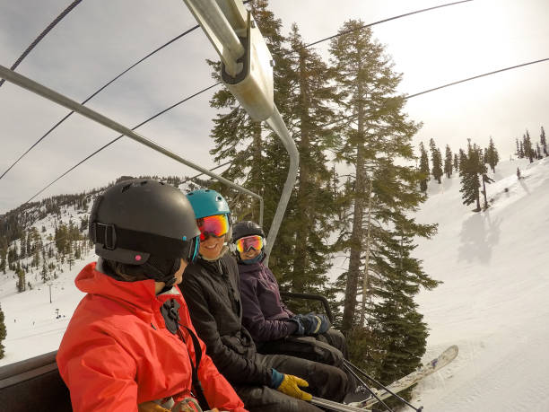 istock Group of friends ski together 1209605223