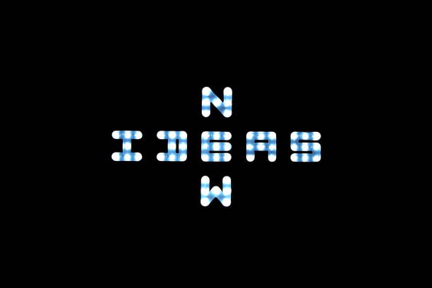 istock LED lights with the word New Ideas on black scoreboard background 1209606553