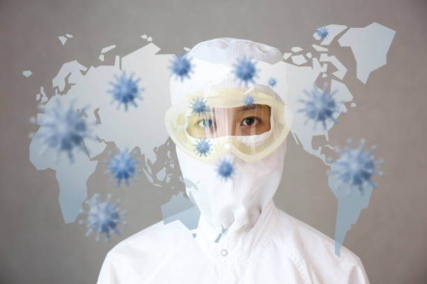 medical concept global epidemics and treatment - injecting flu virus cold and flu doctors office imagens e fotografias de stock