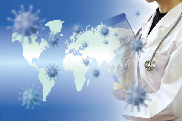 medical concept global epidemics and treatment - injecting flu virus cold and flu doctors office imagens e fotografias de stock