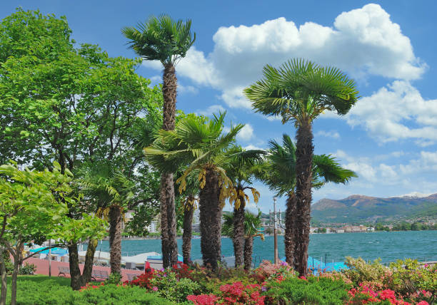 Promenade of Lugano at Lake Lugano,Ticino Canton,Switzerland
