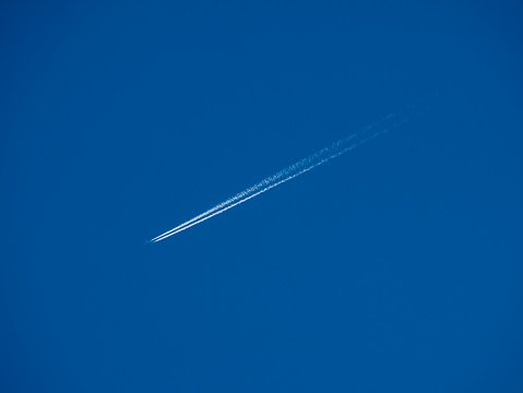 White traces on the deep blue sky