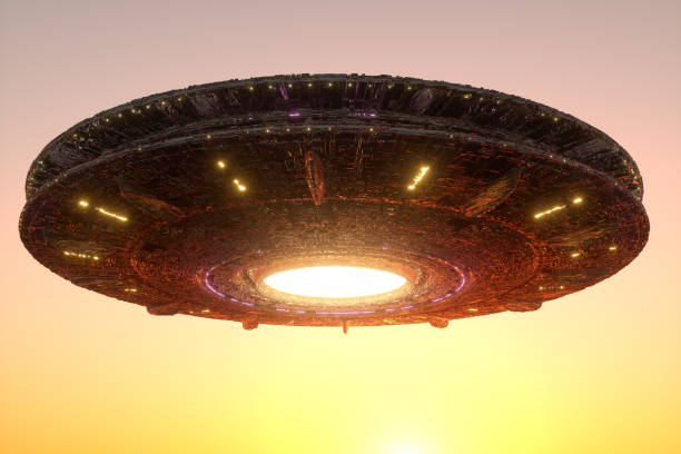 istock UFO, an alien plate soars in the sky, hovering motionless in the air. Unidentified flying object, alien invasion, extraterrestrial life, space travel, humanoid spaceship. 3D render, 3D illustration 1209611754