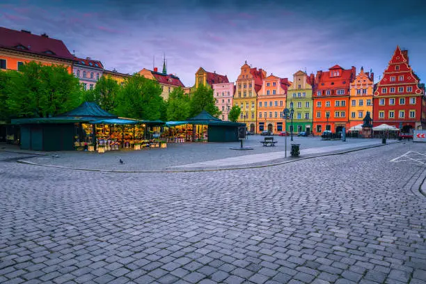 Photo of Beautiful dawn scene in Wroclaw city center, Poland, Europe