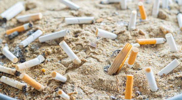 istock Cigarette butts in the ashtray tray 1209612555