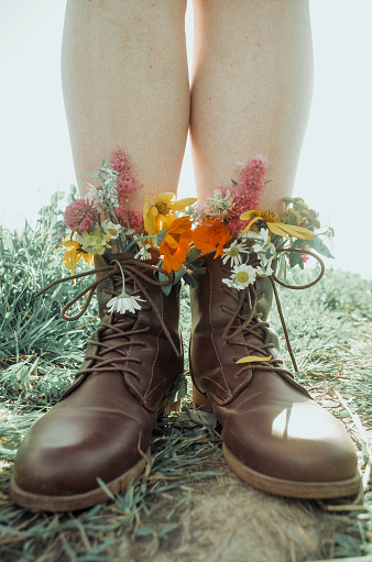 Flowers In Boots Stock Photo - Download Image Now - Agricultural Field ...