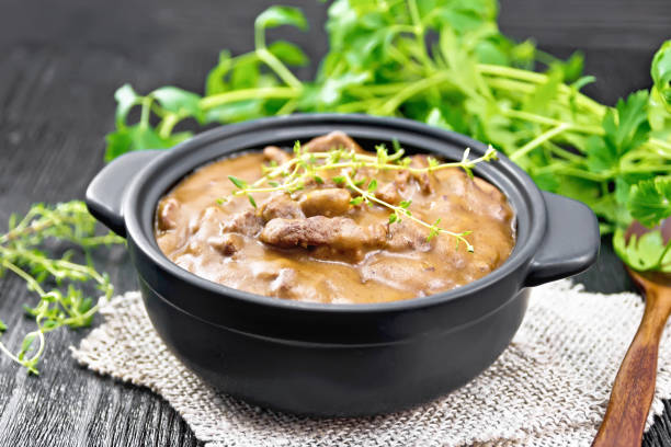 istock Goulash of beef in pan on board 1209618233