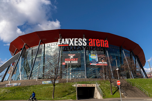 Colonge, Germany - feb 25th 2020: LanXess Arena in Cologne is the home rink for ice hockey team Kölner Haie. Arena has capacity of 18.500 spectators and hosts also other events. Such as conserts.