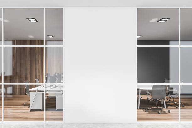 istock Gray conference room and open space with mock up 1209632443