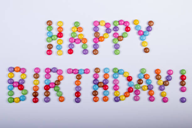 istock Happy Birthday with white background, smarties 1209633168