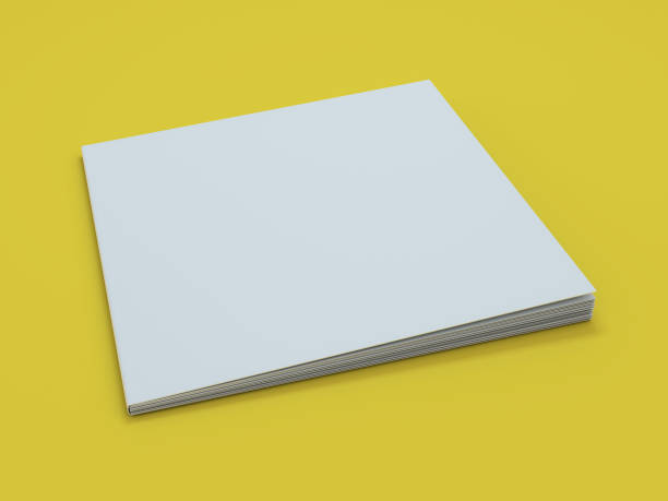 istock Blank photorealistic brochure mockup on yellow background. 3D 1209633751
