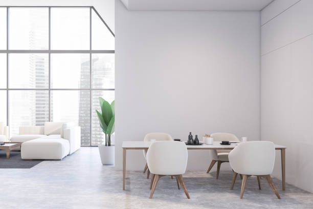 istock White dining room and living room interior 1209634880
