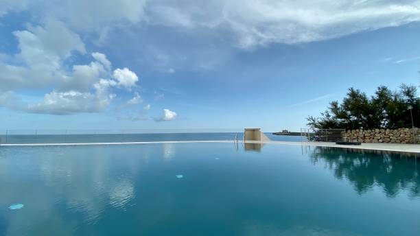 istock Swimming pool over the sea 1209637203