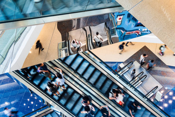 istock Motion escalators at the modern shopping mall 1209642033
