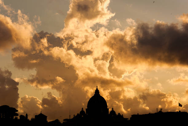 istock Rome historic center skyline silhouette with clouds 1209643143