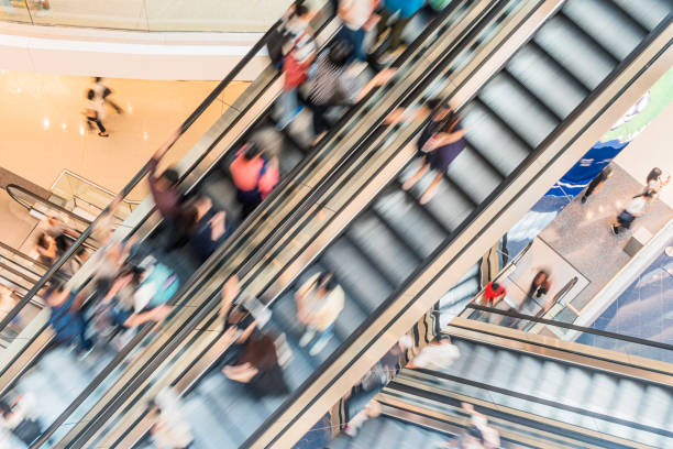 Motion escalators at the modern shopping mall