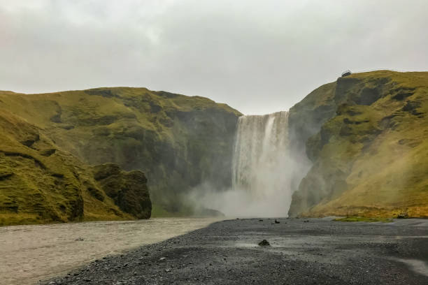 istock Skogafoss waterfall in Iceland during heavy rainfall and stormy weather 1209644362