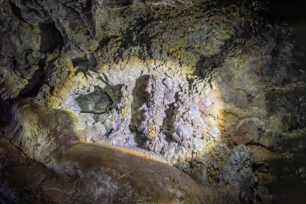 snaefellsness national park in iceland lava magma cavern lava tube stalactites - solidified imagens e fotografias de stock