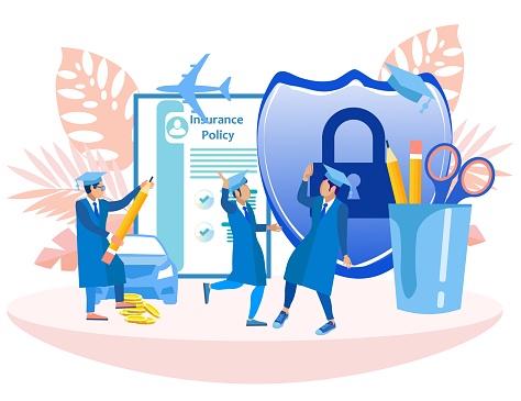 Policyholder Background Guys Students On Background Insurance Policy Stock Illustration ...