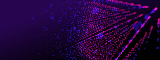 istock 3D purple neon light abstract performance stage background and wide screen web banner, bokeh defocus shinning dark backgrounds. 1209648852