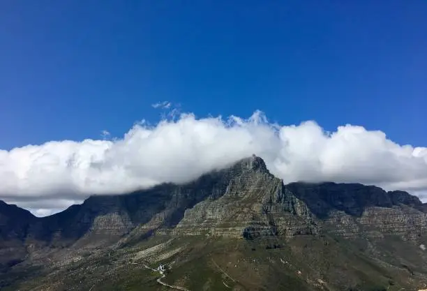 Big Cloud on top of the Tablemountain with Blue Sky