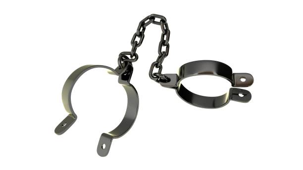 istock Shackles and chain isolated on white background. 3D-rendering. 1209661977