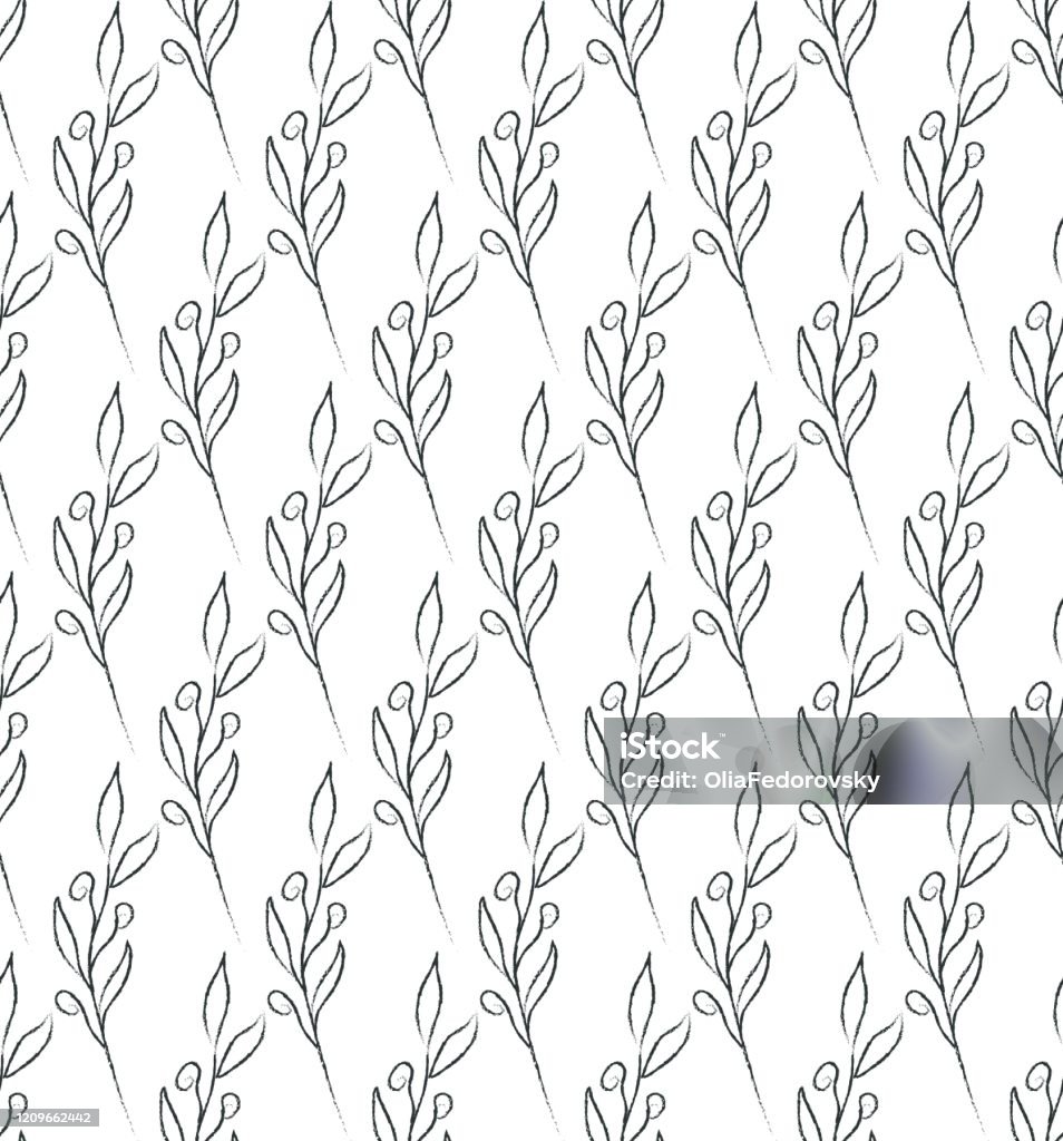 Delicate Line Pattern Delicate Line Drawing Vector Floral Seamloess Pattern Stock ...